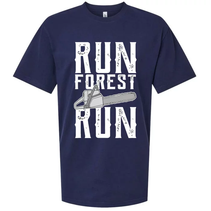 Lumberjack Chainsaw Run Forest Run Funny Sueded Cloud Jersey T-Shirt