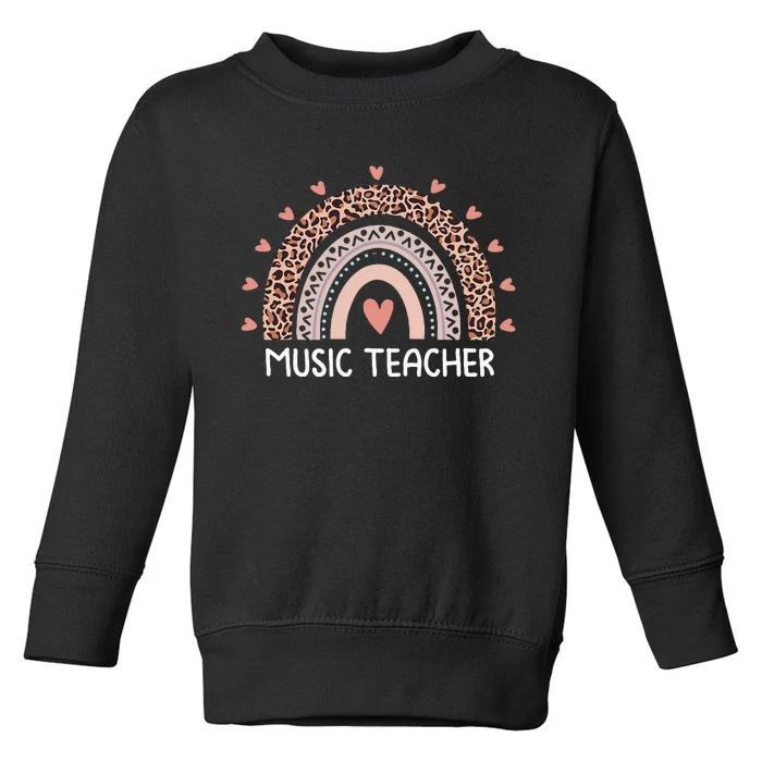 Leopard Cute Rainbow Music Teacher Back To School Supplies Toddler Sweatshirt