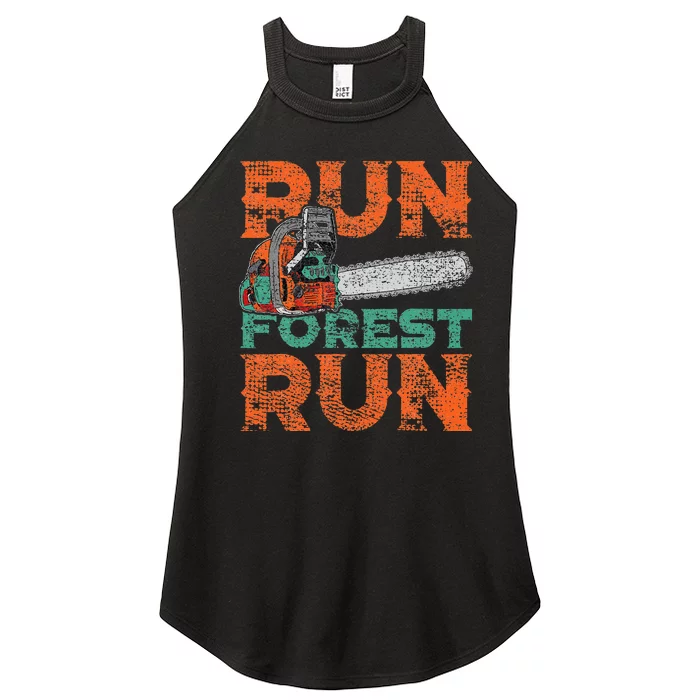 Lumberjack Chainsaw Run Forest Funny Woodworker Women’s Perfect Tri Rocker Tank