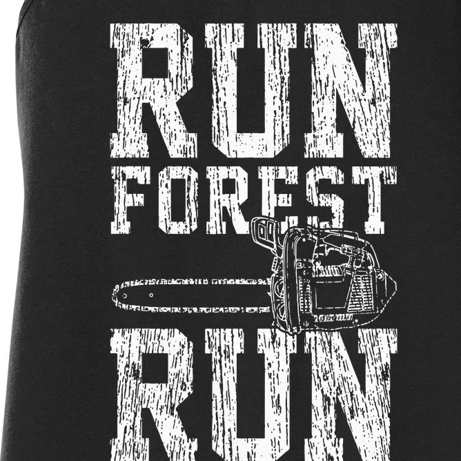 Lumberjack Chainsaw Run Forest Run Funny Women's Racerback Tank