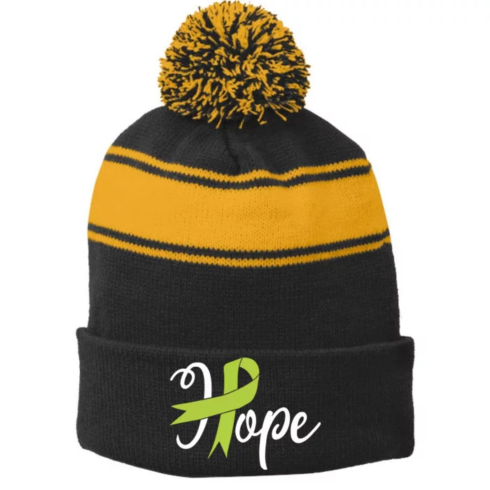 Lymphoma Cancer Ribbon Stripe Pom Pom Beanie