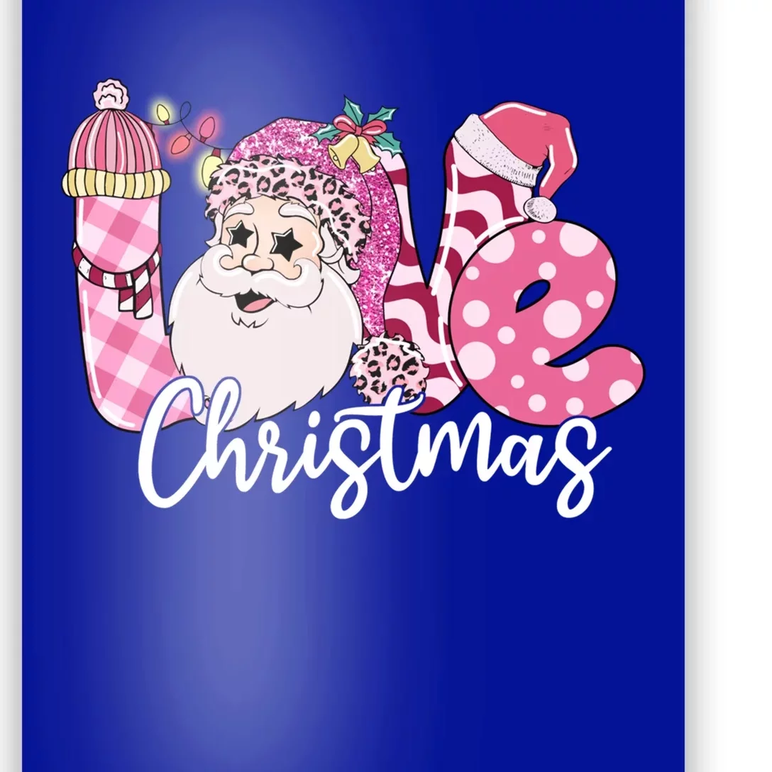 Love Christmas Santa Pink Leopard Plaid Tree Lights Xmas Day Cute Gift Poster