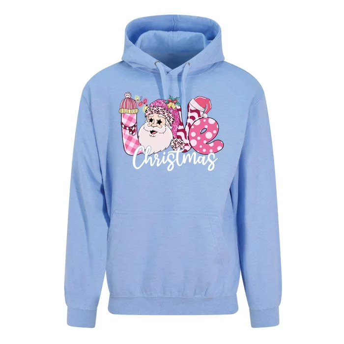 Love Christmas Santa Pink Leopard Plaid Tree Lights Xmas Day Cute Gift Unisex Surf Hoodie