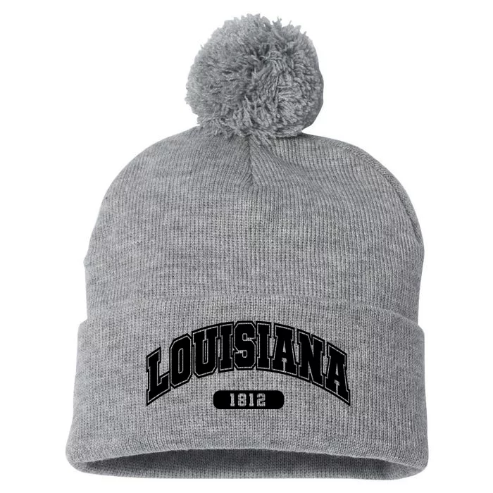 Louisiana Collegiate Style 1812 Pom Pom 12in Knit Beanie