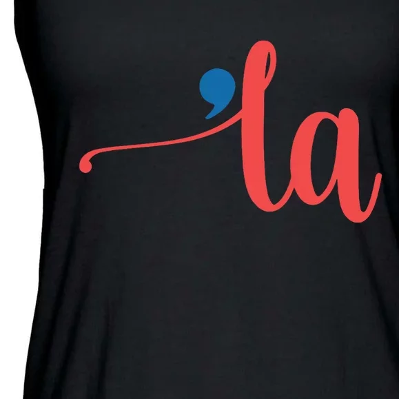 La Cursive Script With Comma Kamala Nickname Commala Ladies Essential Flowy Tank