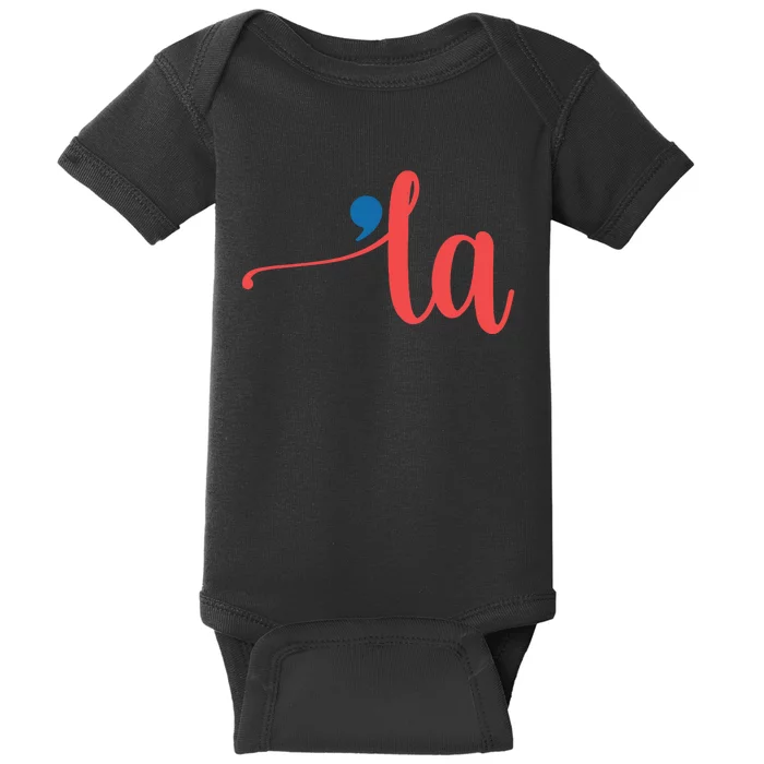 La Cursive Script With Comma Kamala Nickname Commala Baby Bodysuit