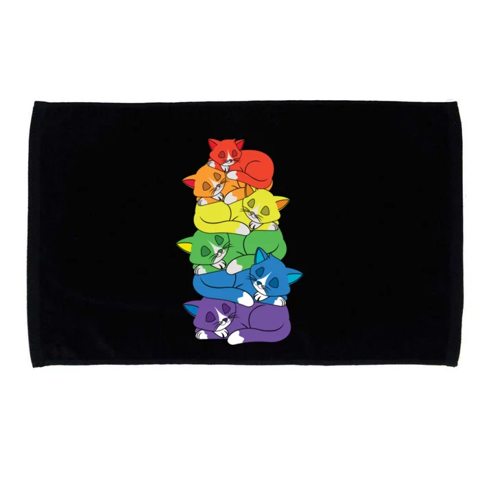 Love Cat Support Equality Gay Rainbow Lgbtq Lgbt Pride Month Funny Gift Microfiber Hand Towel