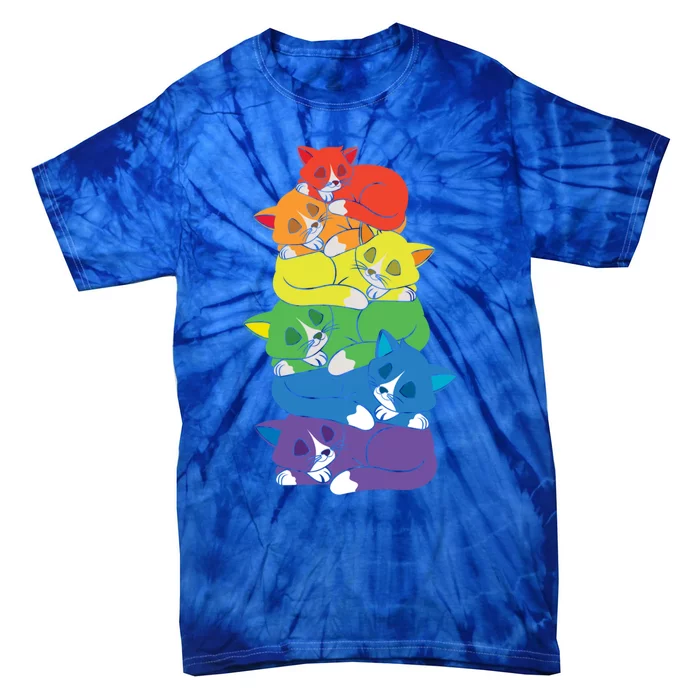 Love Cat Support Equality Gay Rainbow Lgbtq Lgbt Pride Month Funny Gift Tie-Dye T-Shirt