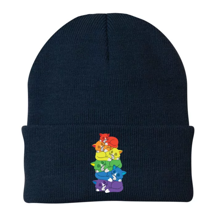 Love Cat Support Equality Gay Rainbow Lgbtq Lgbt Pride Month Funny Gift Knit Cap Winter Beanie