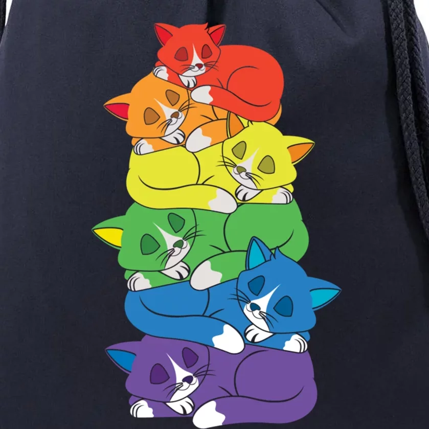 Love Cat Support Equality Gay Rainbow Lgbtq Lgbt Pride Month Funny Gift Drawstring Bag