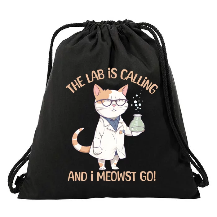 Lab Calling Science Funny Lab Cat Laboratory Chemistry Drawstring Bag