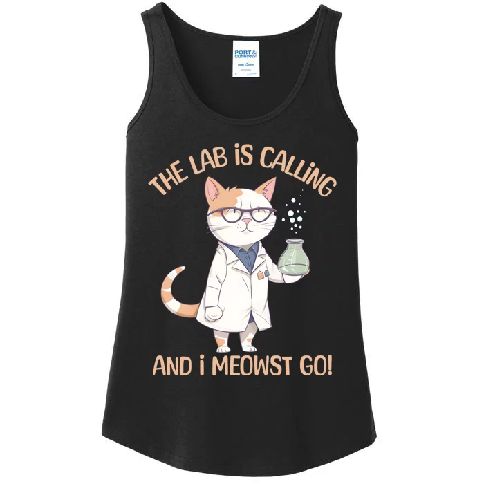 Lab Calling Science Funny Lab Cat Laboratory Chemistry Ladies Essential Tank