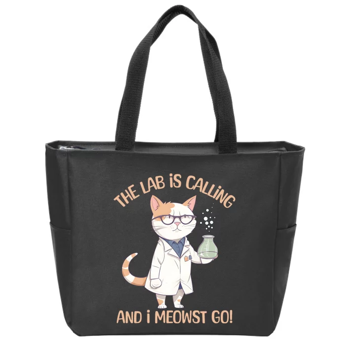 Lab Calling Science Funny Lab Cat Laboratory Chemistry Zip Tote Bag