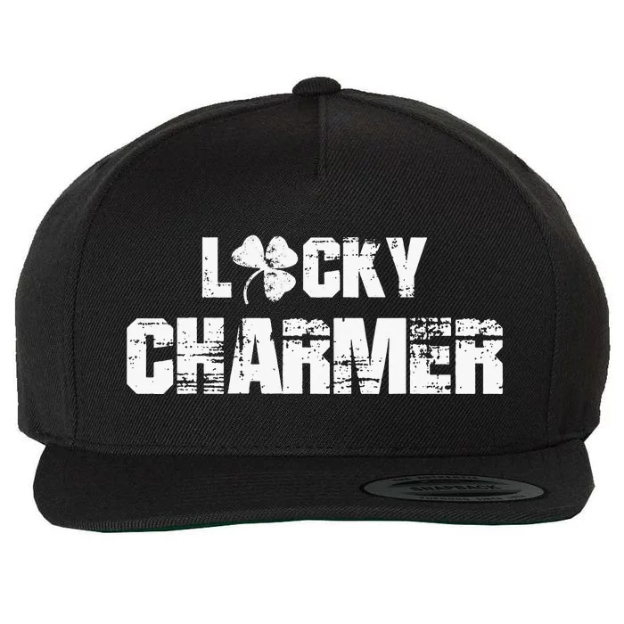 Lucky Charmer Shamrock Clover Leaf St Patricks Day Wool Snapback Cap