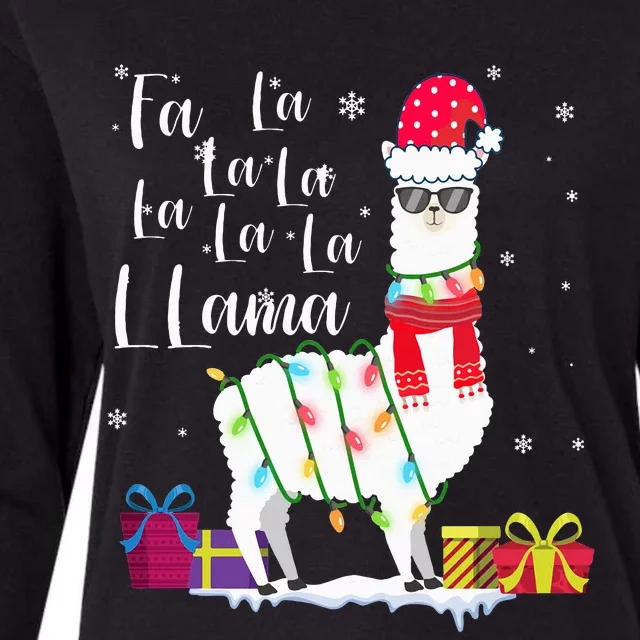 Llama Christmas Sweater FaLaLa Lama Funny Xmas Womens Cotton Relaxed Long Sleeve T-Shirt