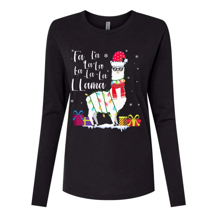 Llama Christmas Sweater FaLaLa Lama Funny Xmas Womens Cotton Relaxed Long Sleeve T-Shirt