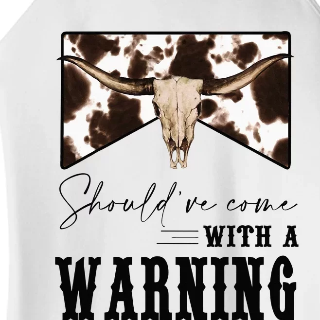 Leopard Cow Skull Should've Come With A Warning Western Women’s Perfect Tri Rocker Tank