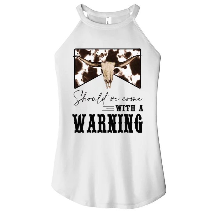 Leopard Cow Skull Should've Come With A Warning Western Women’s Perfect Tri Rocker Tank