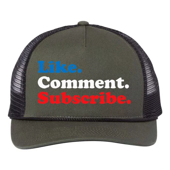 Like Comment Subscribe Vlogger Social Media Blogger Retro Rope Trucker Hat Cap