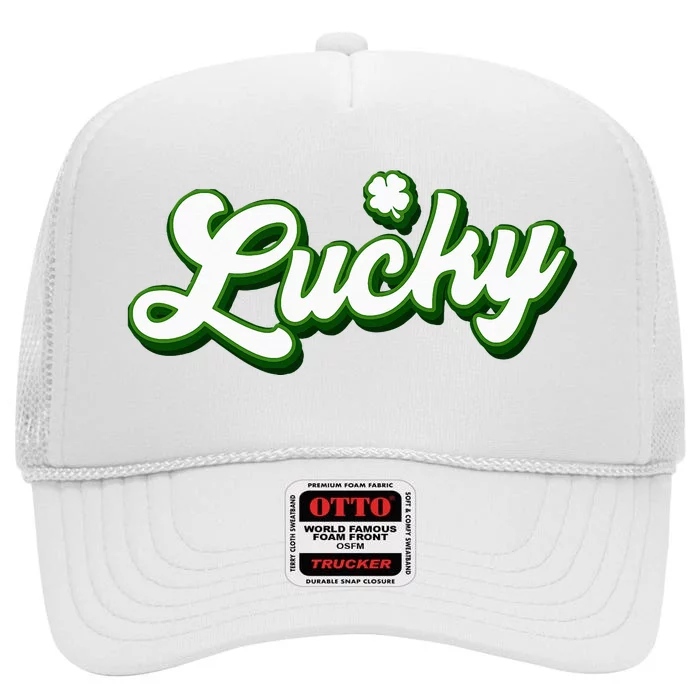 Lucky Charm Shamrock Lucky High Crown Mesh Trucker Hat