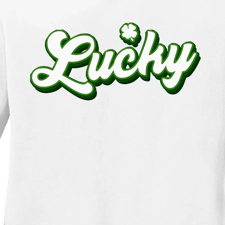 Lucky Charm Shamrock Lucky Ladies Long Sleeve Shirt