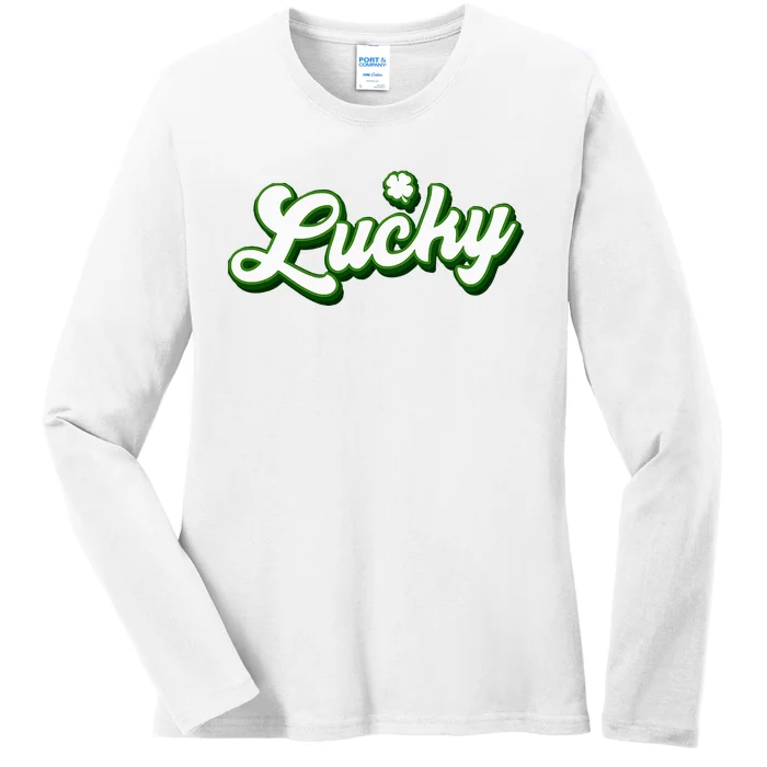 Lucky Charm Shamrock Lucky Ladies Long Sleeve Shirt