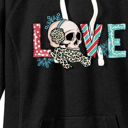 Love Christmas Skull Funny Xmas Hoilday Gift Women's Fleece Hoodie