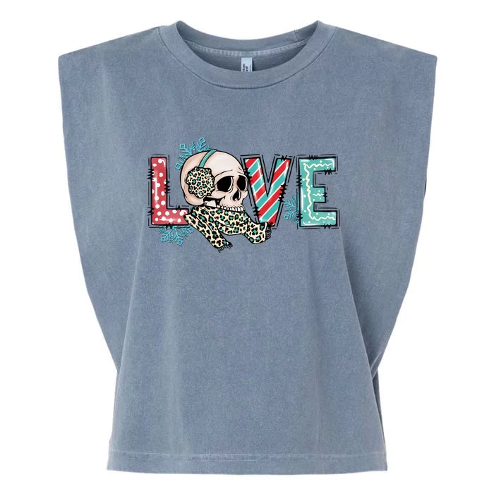 Love Christmas Skull Funny Xmas Hoilday Gift Garment-Dyed Women's Muscle Tee