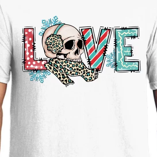 Love Christmas Skull Funny Xmas Hoilday Gift Pajama Set