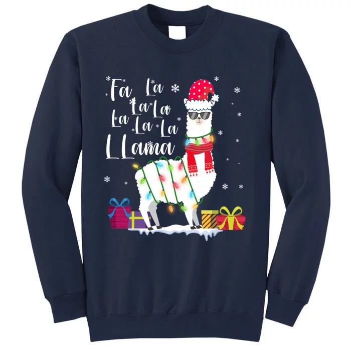 Llama Christmas Sweater Falala Lama Funny Xmas Tall Sweatshirt