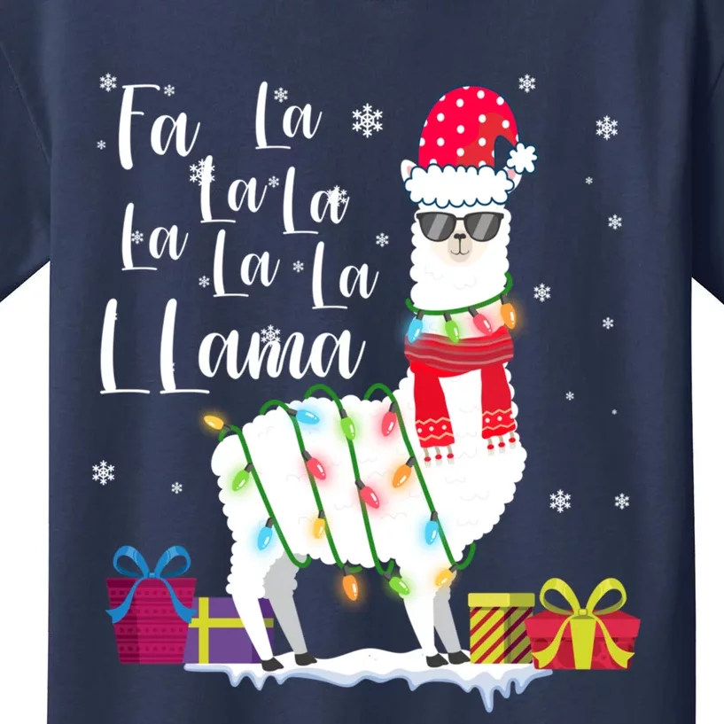 Llama Christmas Sweater Falala Lama Funny Xmas Kids T-Shirt