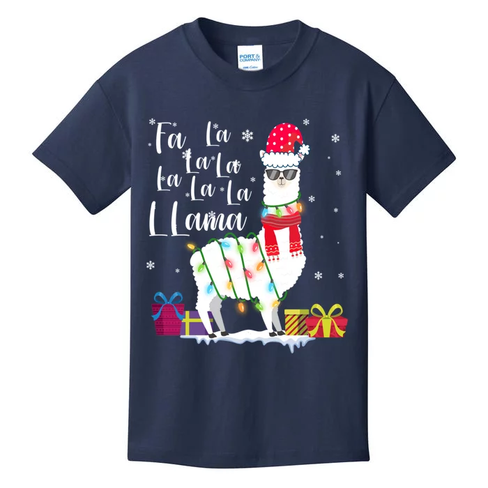 Llama Christmas Sweater Falala Lama Funny Xmas Kids T-Shirt