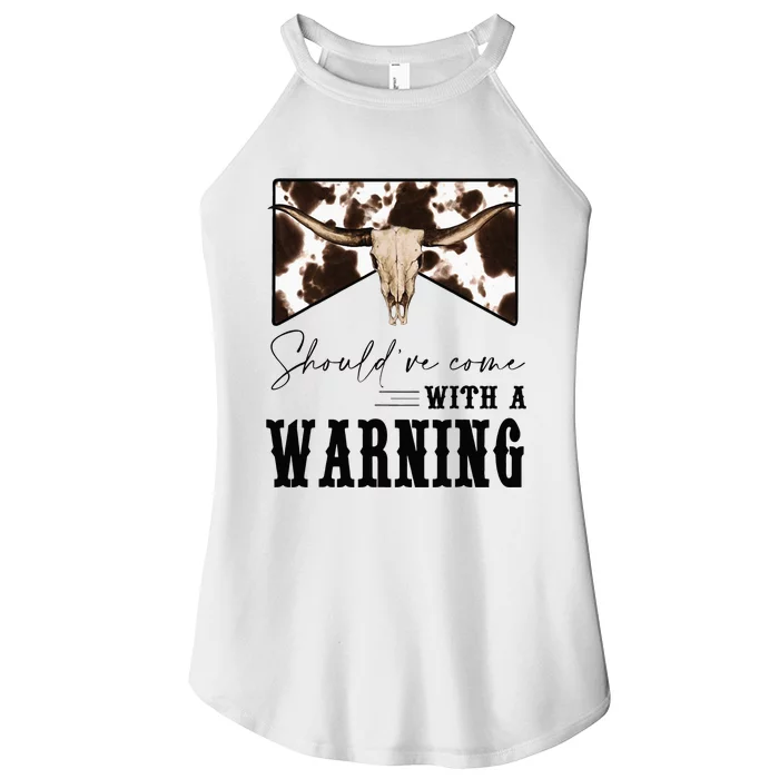 Leopard Cow Skull Shouldve Come With A Warning Western Women’s Perfect Tri Rocker Tank