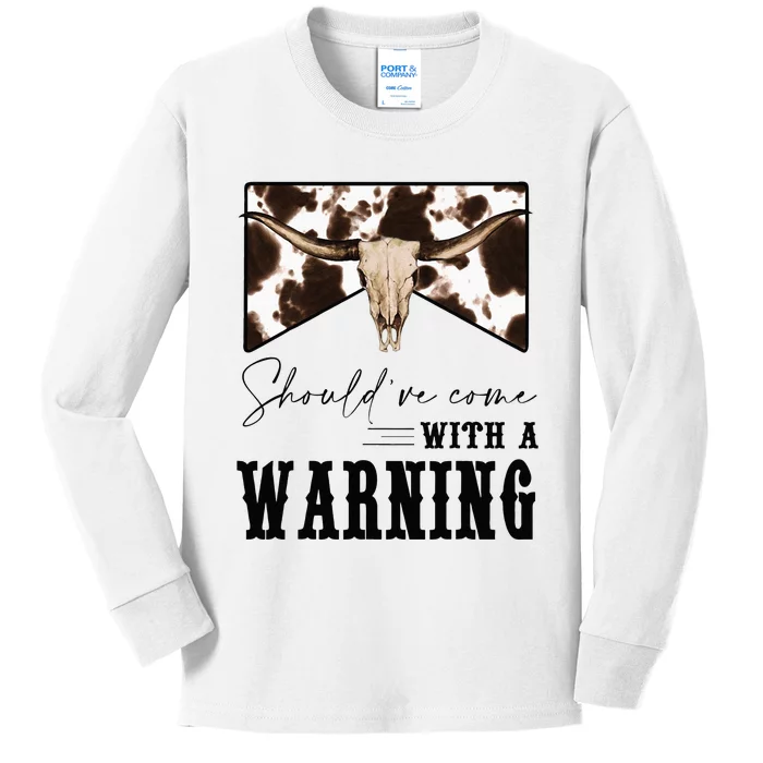 Leopard Cow Skull Shouldve Come With A Warning Western Kids Long Sleeve Shirt