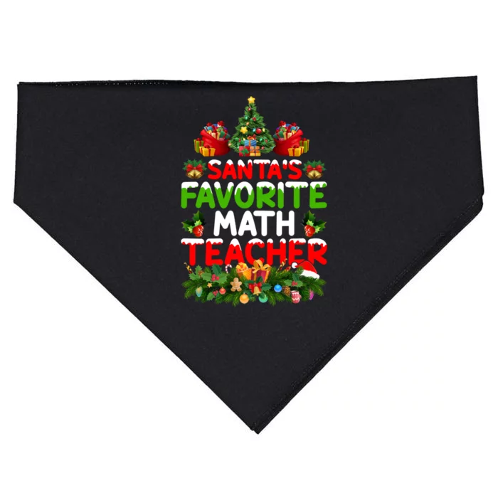 Lighting Christmas SantaS Favorite Math Teacher Xmas Meaningful Gift USA-Made Doggie Bandana