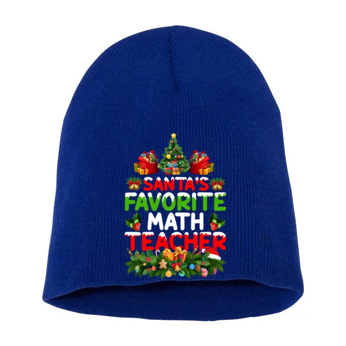 Lighting Christmas SantaS Favorite Math Teacher Xmas Meaningful Gift Short Acrylic Beanie