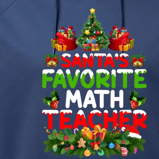 Lighting Christmas SantaS Favorite Math Teacher Xmas Meaningful Gift Performance Fleece Hoodie