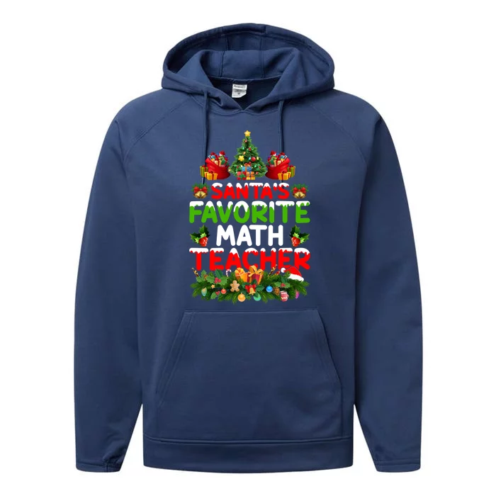 Lighting Christmas SantaS Favorite Math Teacher Xmas Meaningful Gift Performance Fleece Hoodie