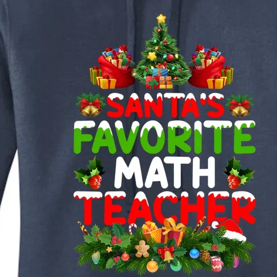 Lighting Christmas SantaS Favorite Math Teacher Xmas Meaningful Gift Women's Pullover Hoodie