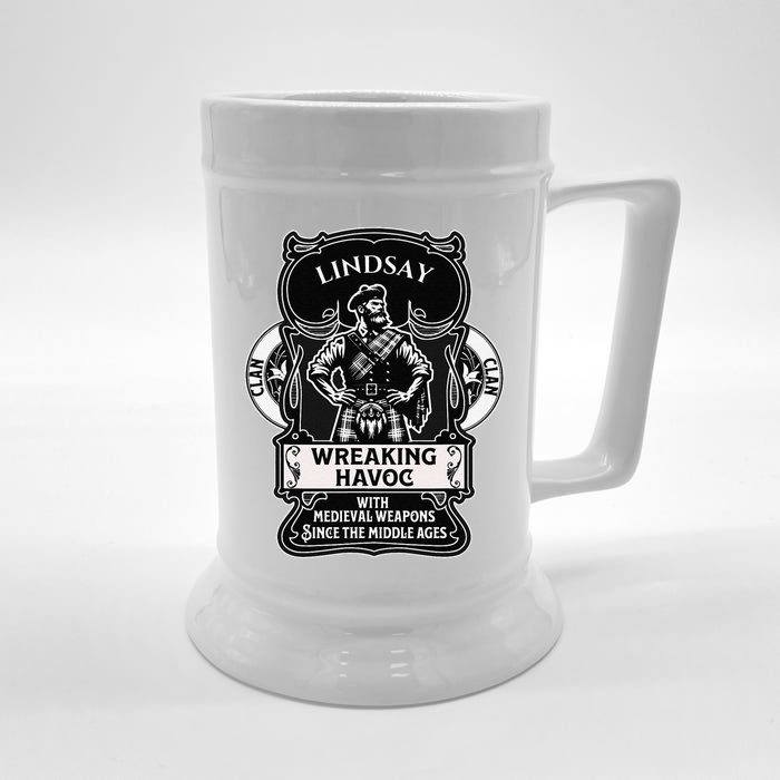 Lindsay Clan Scottish Havoc Gaelic Games Front & Back Beer Stein