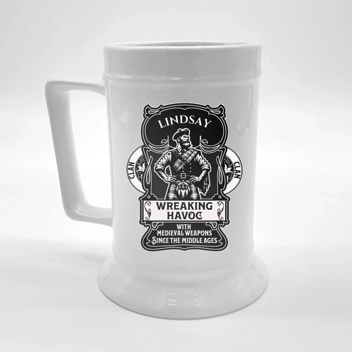 Lindsay Clan Scottish Havoc Gaelic Games Front & Back Beer Stein