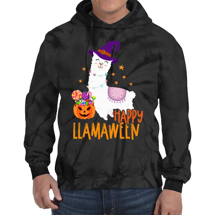 Llamaween Costume Spooky Gift for Halloween Tie Dye Hoodie