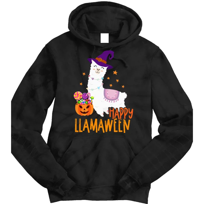 Llamaween Costume Spooky Gift for Halloween Tie Dye Hoodie