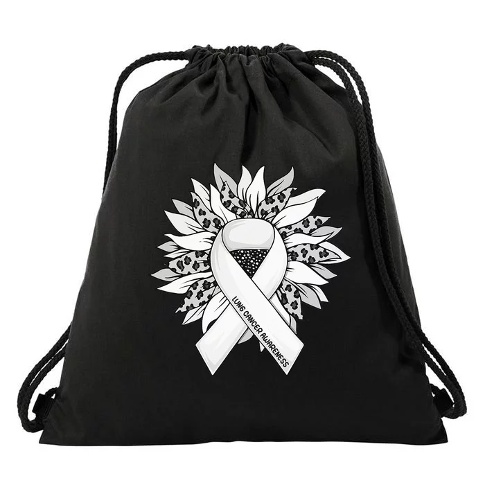 Lung Cancer Sunflower Lung Cancer Awareness Drawstring Bag