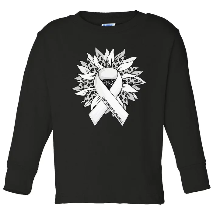 Lung Cancer Sunflower Lung Cancer Awareness Toddler Long Sleeve Shirt