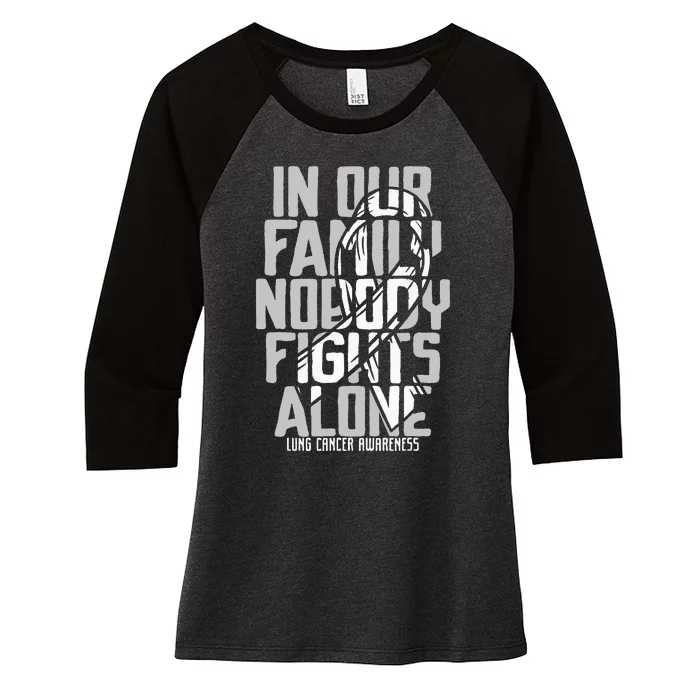 Lung Cancer Support White Family Lung Cancer Awareness Women's Tri-Blend 3/4-Sleeve Raglan Shirt