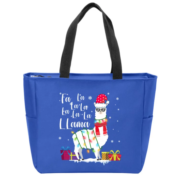 Llama Christmas Sweater Fa La La Lama Funny Xcute Giftmas Lover Gift Zip Tote Bag