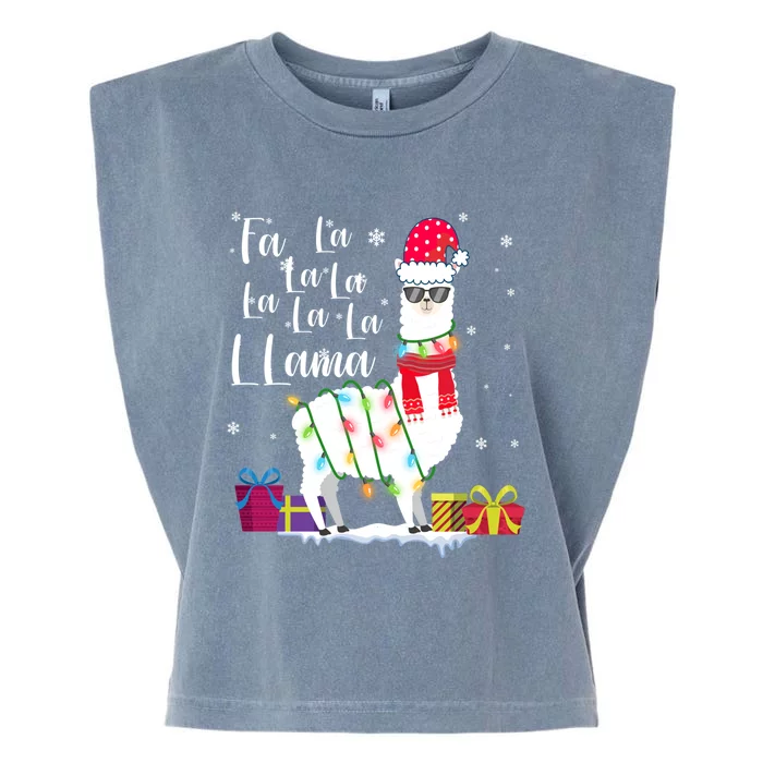 Llama Christmas Sweater Fa La La Lama Funny Xcute Giftmas Lover Gift Garment-Dyed Women's Muscle Tee