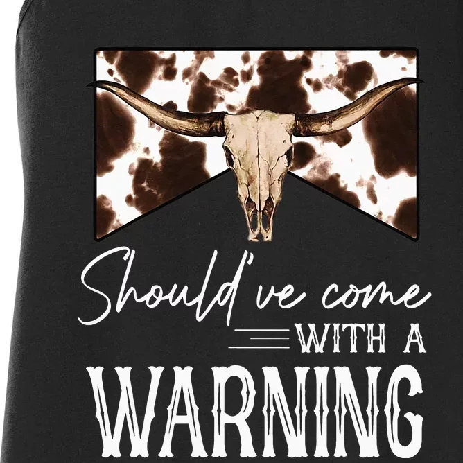 Leopard Cow Skull Should've Come With A Warning Western Women's Racerback Tank