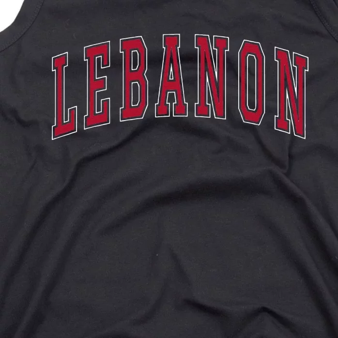 Lebanon Connecticut Souvenir College Style Red Text Tank Top